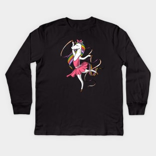 Unicorn Ballet Dancing Ballerina Kids Long Sleeve T-Shirt